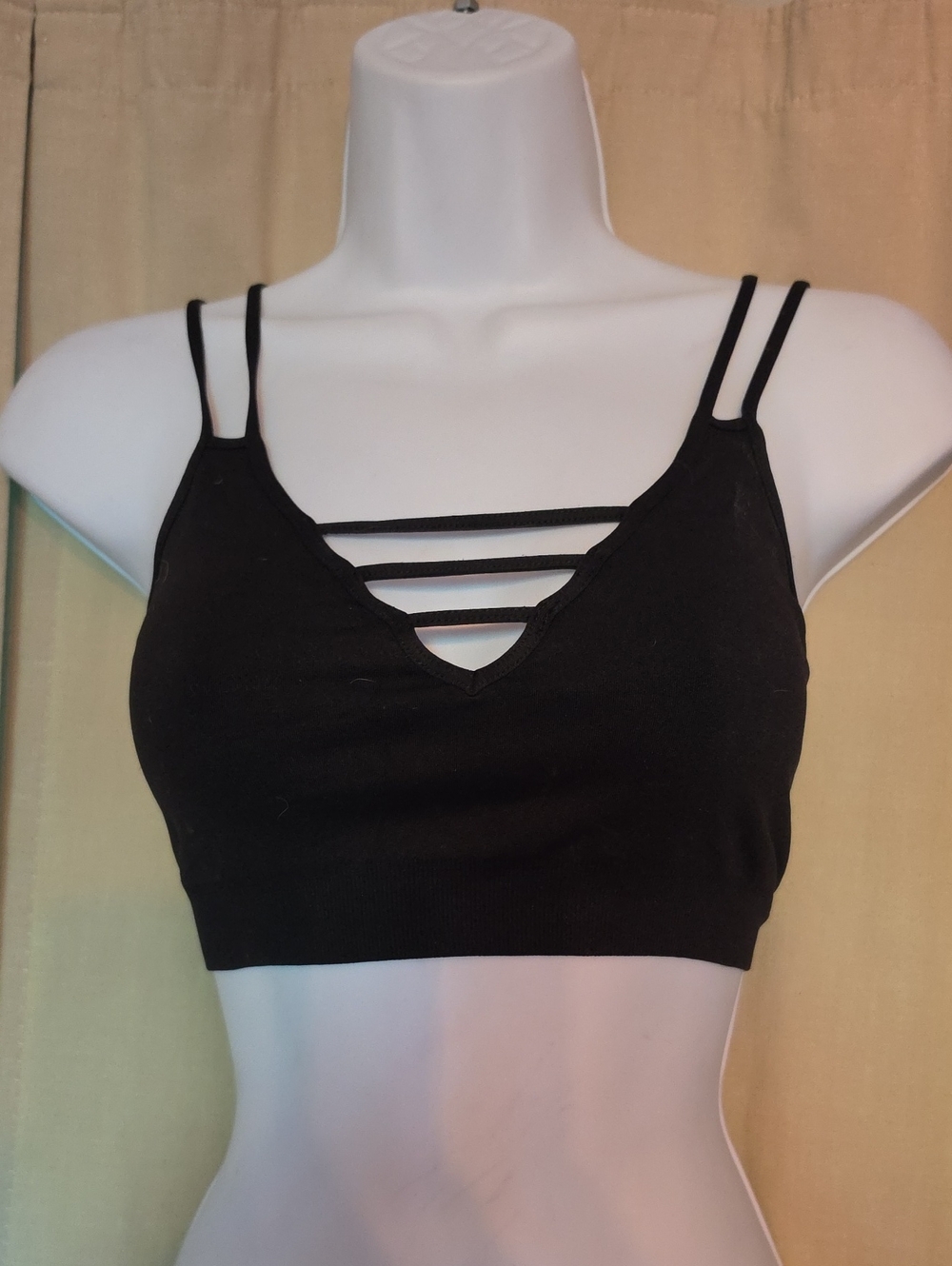 Nikibiki Black Strappy V-Neck Bralette with Triple Ladder Detail